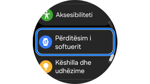 Ekrani Cilësimet i Galaxy Watch.