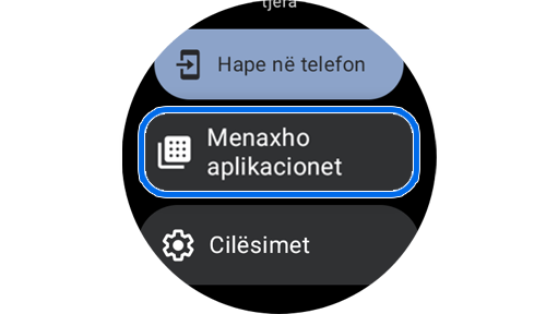 Opsioni Menaxho aplikacionet në aplikacionin Play Store.