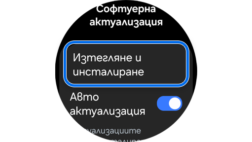 Екран Софтуерна актуализация на Galaxy Watch.