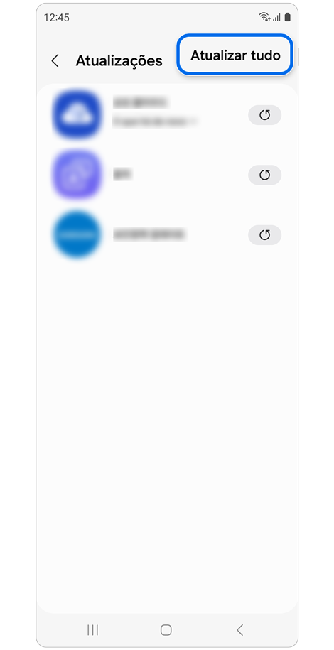 Uma lista de aplicativos do Galaxy Watch que podem ser atualizados.