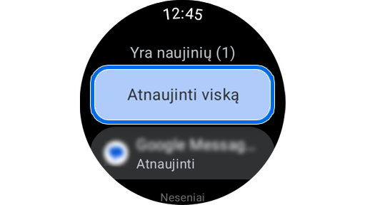 Galimi naujiniai laikrodyje.