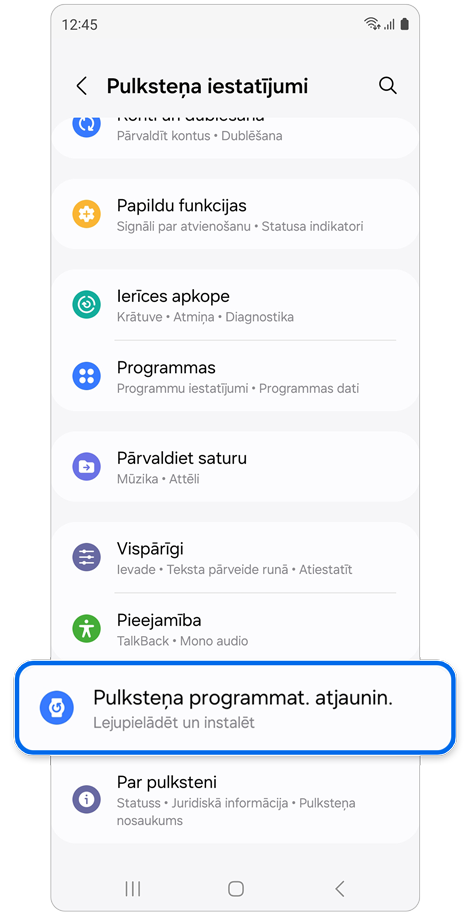 Ekrāns Pulksteņa iestatījumi.