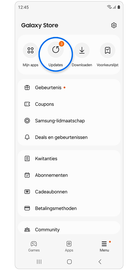 De Galaxy Store-app op een Galaxy-telefoon.