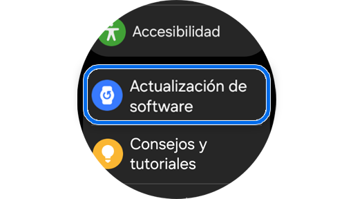 Pantalla de Ajustes del Galaxy Watch.