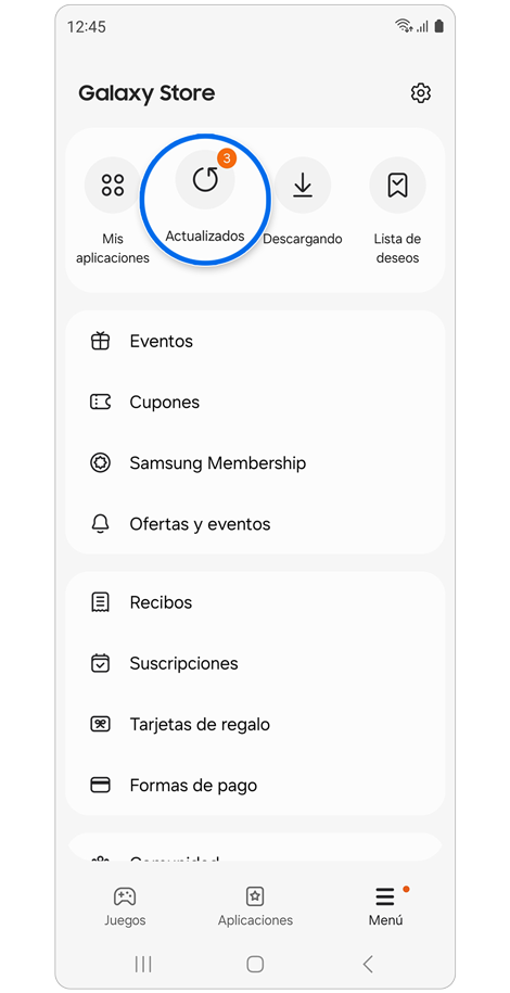 La aplicación Galaxy Store en un teléfono Galaxy.