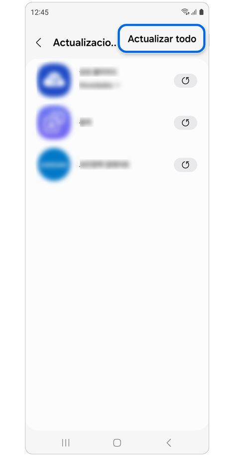 Una lista de aplicaciones de Galaxy Watch que se pueden actualizar.