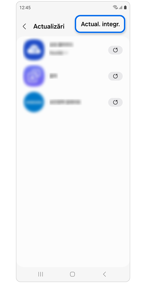 O listă de aplicații Galaxy Watch care pot fi actualizate.