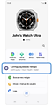 Tela inicial do aplicativo Galaxy Wearable para um Galaxy Watch.