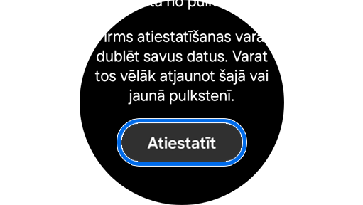 Skaidrojums par to, kas notiek, kad atiestatāt savu Galaxy Watch, ar iespēju turpināt.