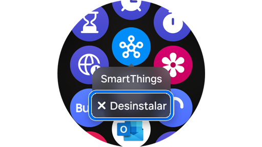 Opción para desinstalar una aplicación de un Galaxy Watch.