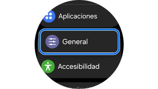 Pestaña "General" en “Ajustes”.