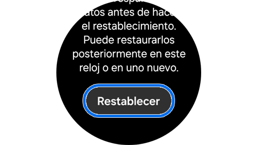 Una explicación de lo que sucede cuando restableces tu Galaxy Watch con la opción de continuar.