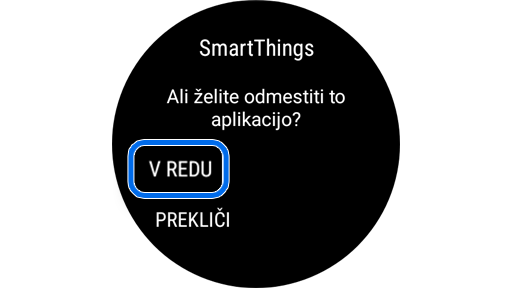 Končna dovoljenja za odstranitev aplikacije pred nadaljevanjem z brisanjem.