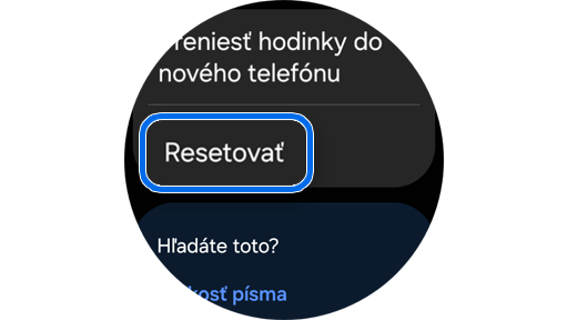 Možnosť “Resetovať”  na karte “Všeobecné.”