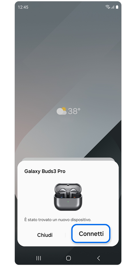 Pop-up per la connessione dei Galaxy Buds3 Pro