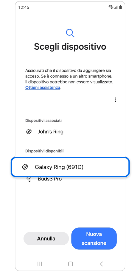 Elenco dispositivi ricercati.