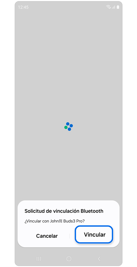 Solicitud de emparejamiento Bluetooth