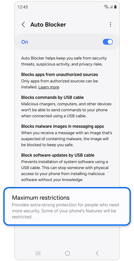 Auto Blocker settings page