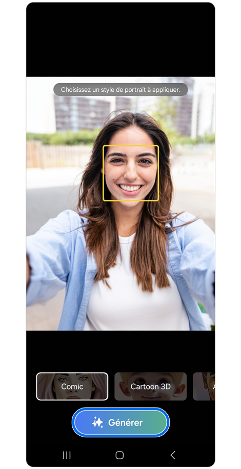 Écran de sélection du style d'image pour le portrait.