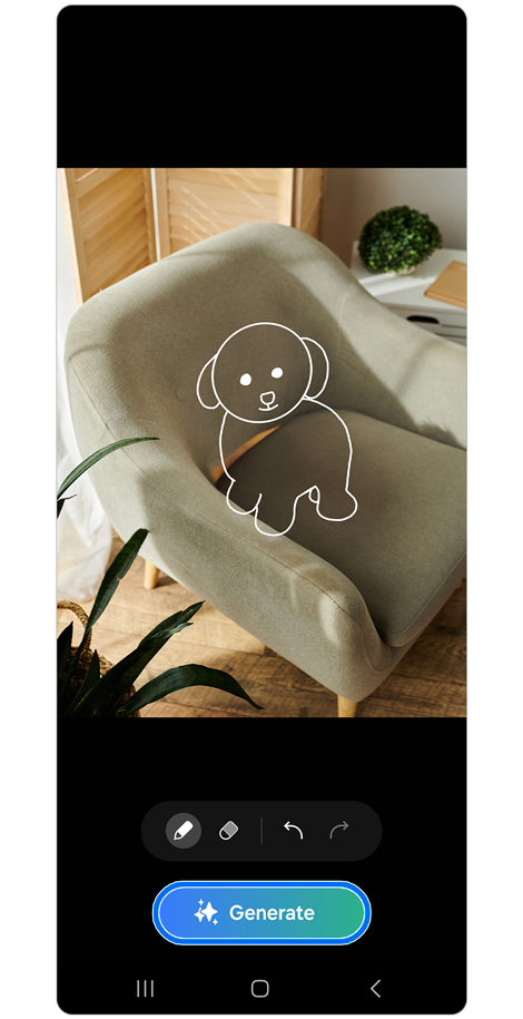 A sketch of a puppy on a chair