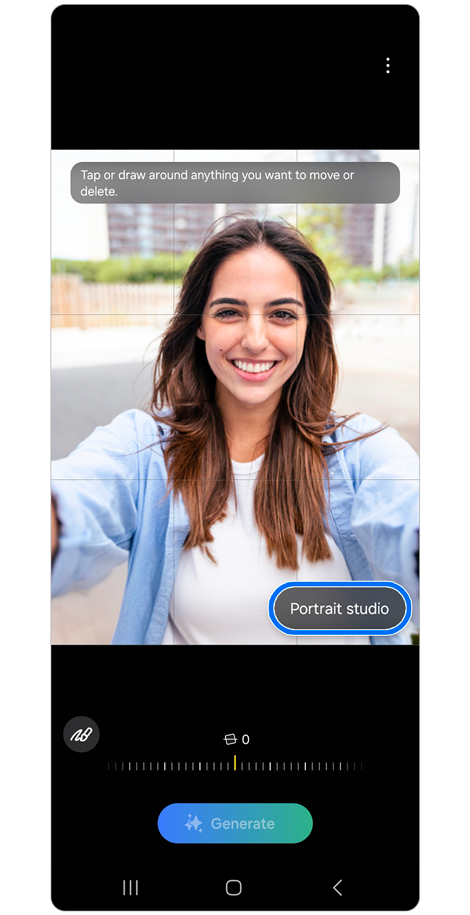 Portrait image of a smiling woman in the photo edit panel