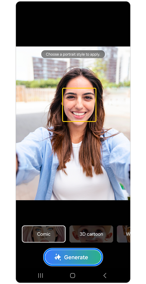 Image style selection screen for the portrait