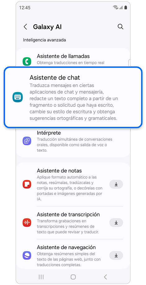 Ajustes de Galaxy AI