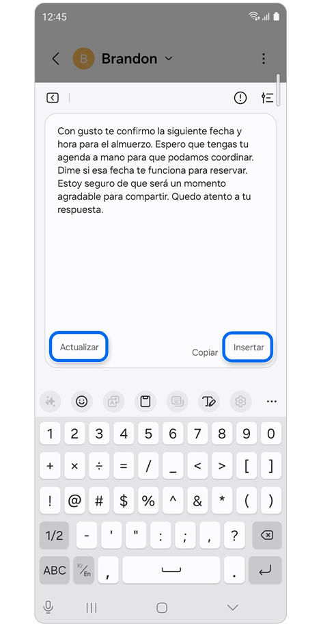 Mensaje de texto generado