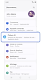 Écran d'accueil du menu des paramètres.