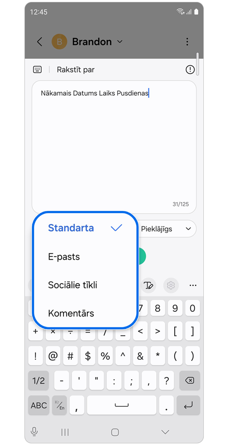 Rakstīšanas funkcijas Veidotājs formāta opcijas