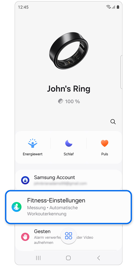 Dashboard des Galaxy Rings