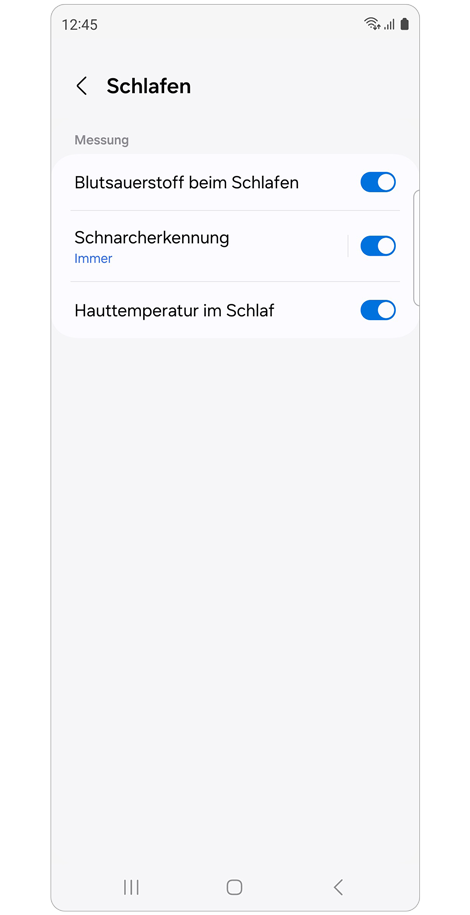 Schlafeinstellungen des Galaxy Rings