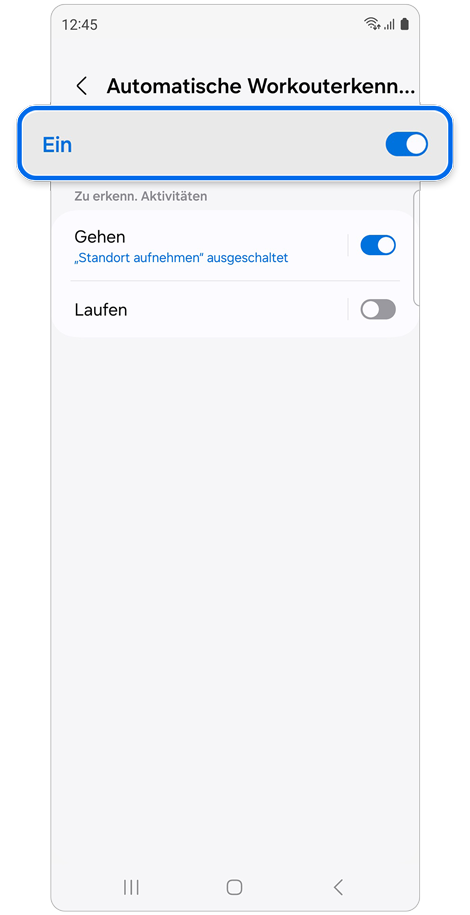 Einstellungen der automatischen Workout-Erkennung