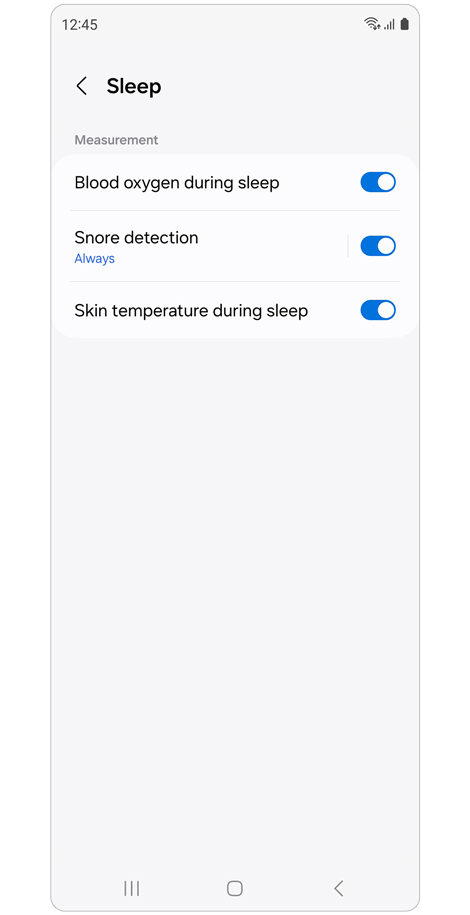 Galaxy Ring sleep settings