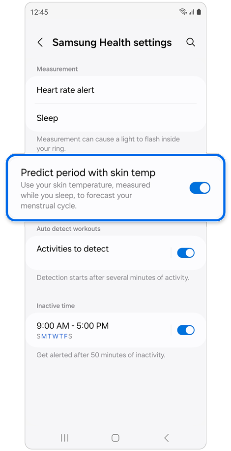 Samsung Health settings home page