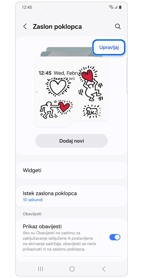 Postavke zaslona poklopca
