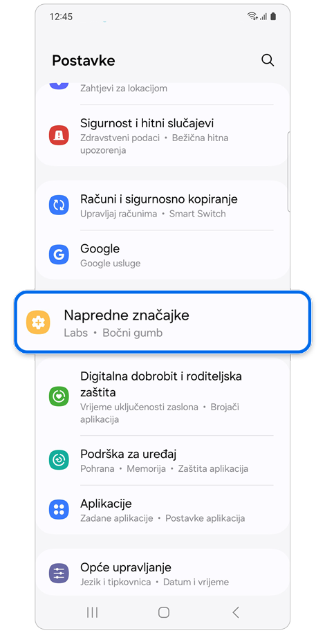 Početna stranica postavki