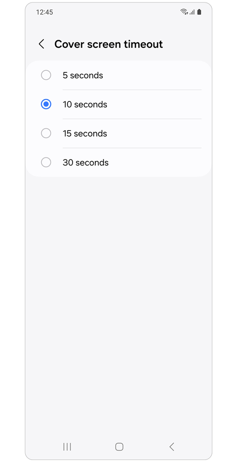 Cover screen timeout settings
