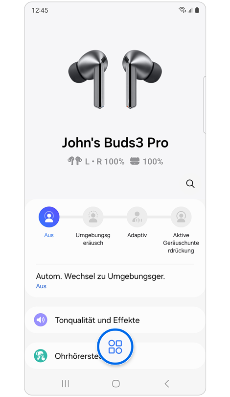 Galaxy Wearable Startbildschirm