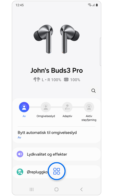Startskjermbilde for Galaxy Wearable.