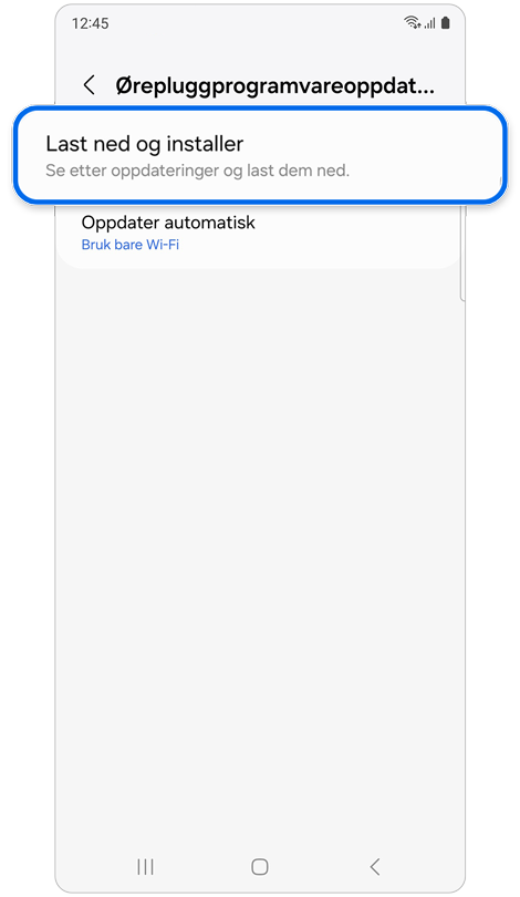 Skjermbildet "Ørepluggprogramvareoppdatering".