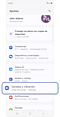Pantalla de inicio en ajustes.