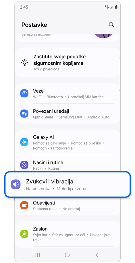 Postavke početnog zaslona.