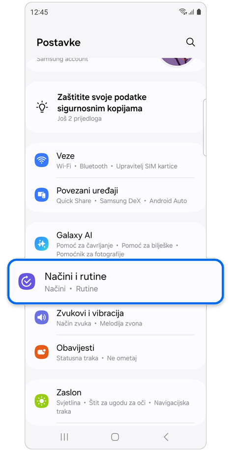 Postavke početnog zaslona.