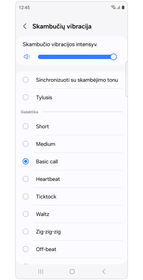Skambučių vibracijos ekranas.