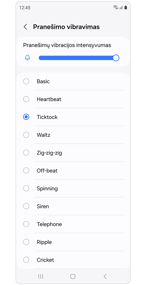 Pranešimo vibravimo ekranas.
