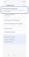 Ecrã de definições de Notificações.