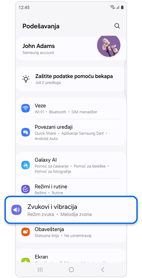 Podešavanja početnog ekrana.
