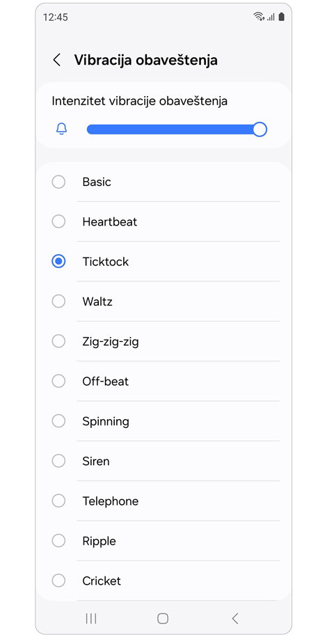 Obaveštenje vibracija ekran.