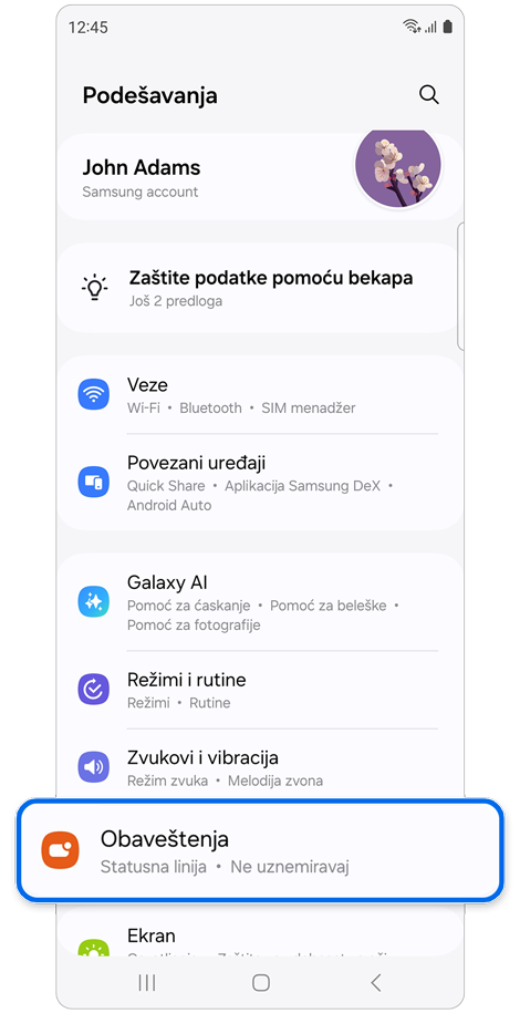 Podešavanja početnog ekrana.